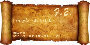 Forgách Edit névjegykártya